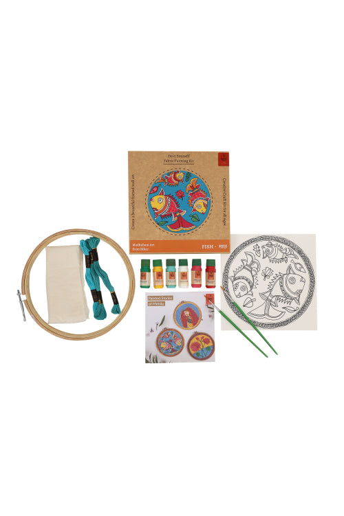 Potli Handmade DIY Fabric Painitng kit Madhubani Fish 8" for Adults