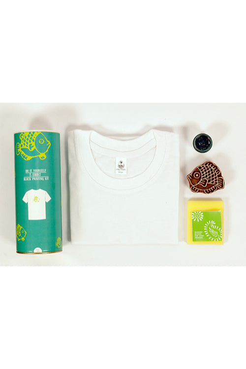 POTLI DIY Craft Kit Block Print Your T-Shirt ( Fish)