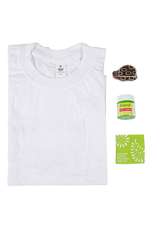 POTLI DIY Craft Kit Block Print Your T-Shirt (Turtle)