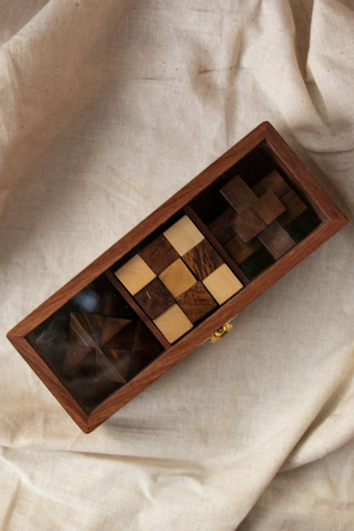 TICH Handcrafted Wooden Puzzles With Box (Set of 3)