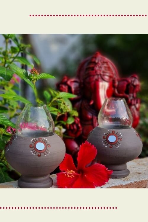 Antarang- Traditional oil lamps- Grey (Set of 2)