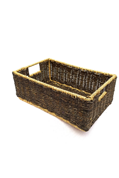 Kadam Haat Handmade Sabai Grass Towel Basket - Large (Black)