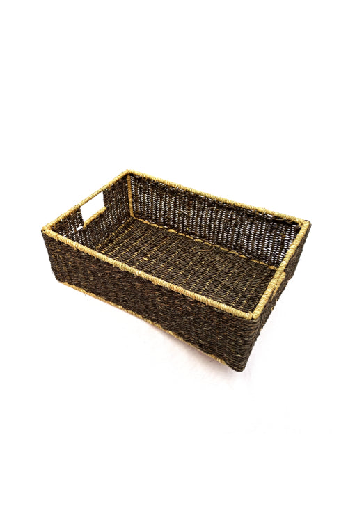 Kadam Haat Handmade Sabai Grass Towel Basket - Small (Black)