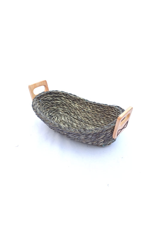 Kadam Haat Handmade Sabai Grass Bread Basket - Small (Black)