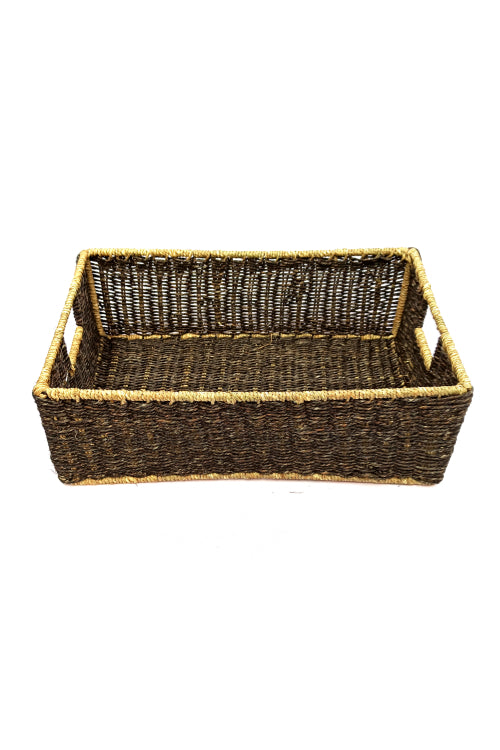 Kadam Haat Handmade Sabai Grass Towel Basket - Small (Black)