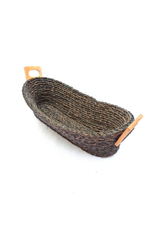 Kadam Haat Handmade Sabai Grass Bread Basket - Large (Black)