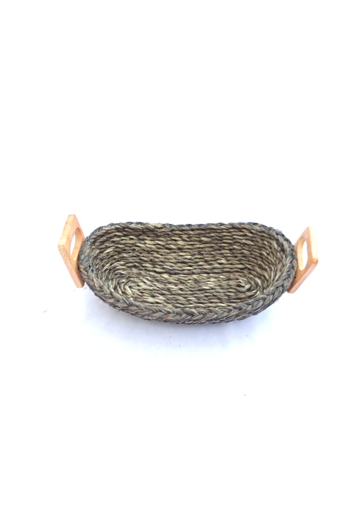 Kadam Haat Handmade Sabai Grass Bread Basket - Small (Black)