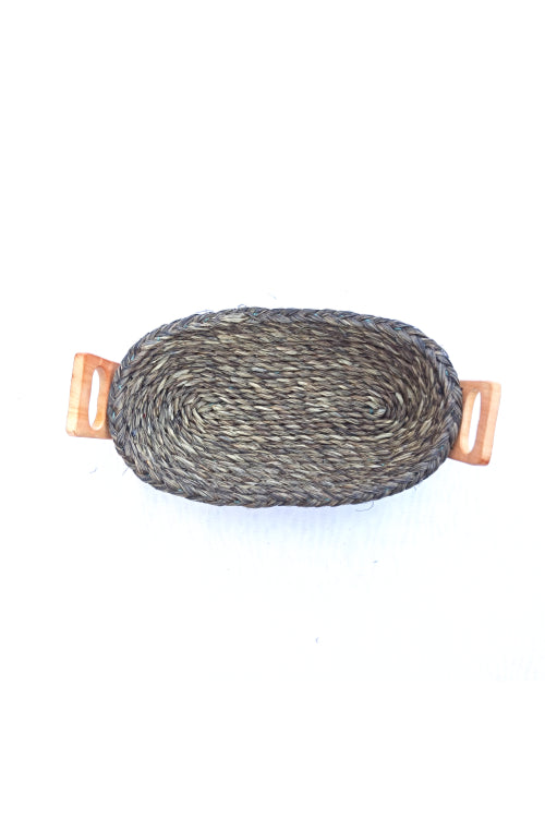 Kadam Haat Handmade Sabai Grass Bread Basket - Small (Black)