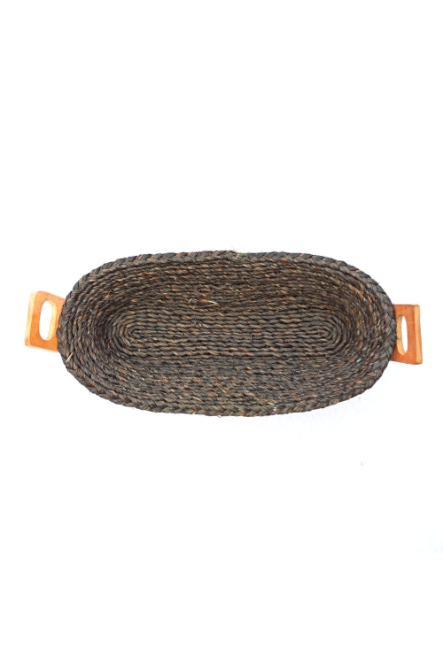 Kadam Haat Handmade Sabai Grass Bread Basket - Large (Black)