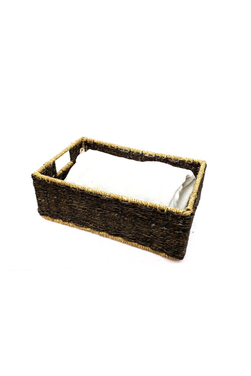 Kadam Haat Handmade Sabai Grass Towel Basket - Small (Black)