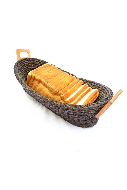 Handmade Sabai Grass Bread Basket - Large (Black)