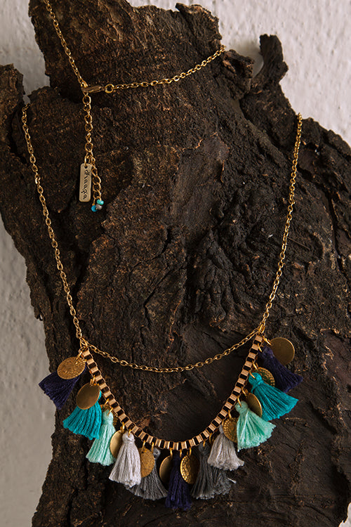 Blue Box Chain Necklace