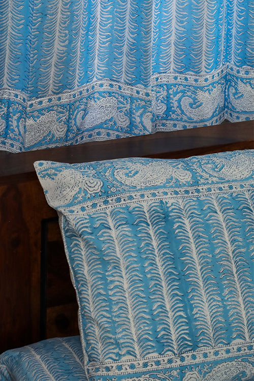 Sootisyahi 'Dreams of Sky' Handblock Printed Cotton Bedsheet