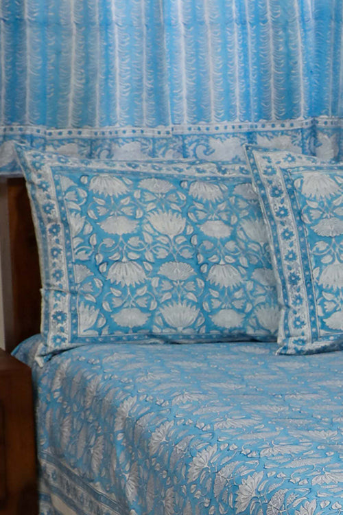 Sootisyahi 'Jal Kamal' Handblock Printed Cotton Bedsheet