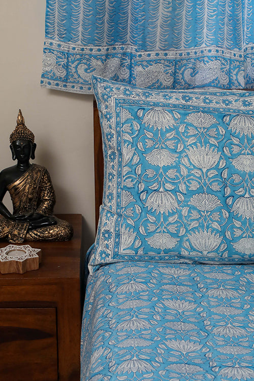 Sootisyahi 'Jal Kamal' Handblock Printed Cotton Bedsheet