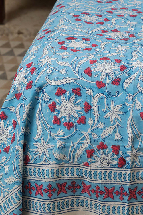 Sootisyahi 'Floral Mesh' Handblock Printed Cotton Bedsheet-4