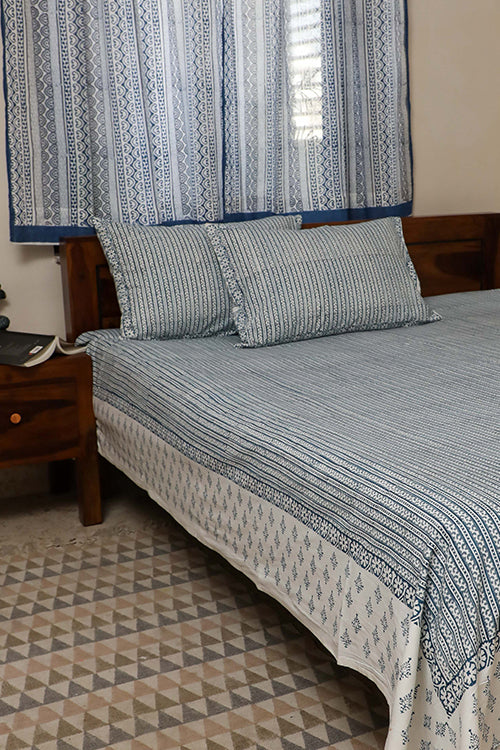 Sootisyahi 'Flowering Vibes' Handblock Printed Cotton Bedsheet-5