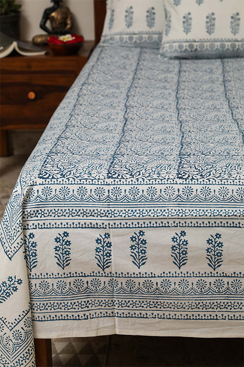 Sootisyahi 'Flowering Vibes' Handblock Printed Cotton Bedsheet-6