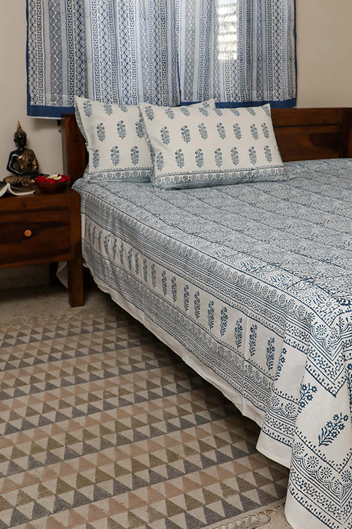 Sootisyahi 'Flowering Vibes' Handblock Printed Cotton Bedsheet-6