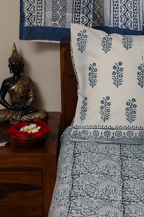 Sootisyahi 'Flowering Vibes' Handblock Printed Cotton Bedsheet-6