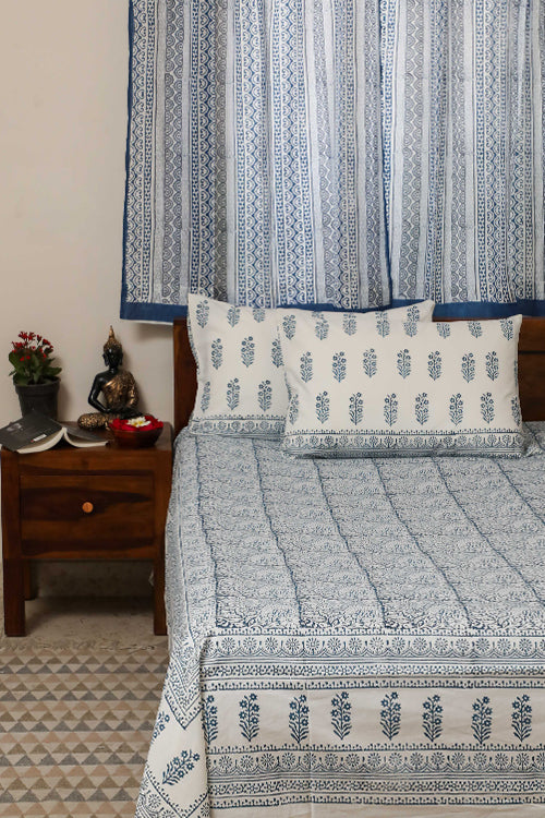 Sootisyahi 'Flowering Vibes' Handblock Printed Cotton Bedsheet-6