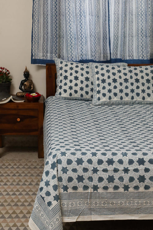 Sootisyahi 'Star Dreams' Handblock Printed Cotton Bedsheet