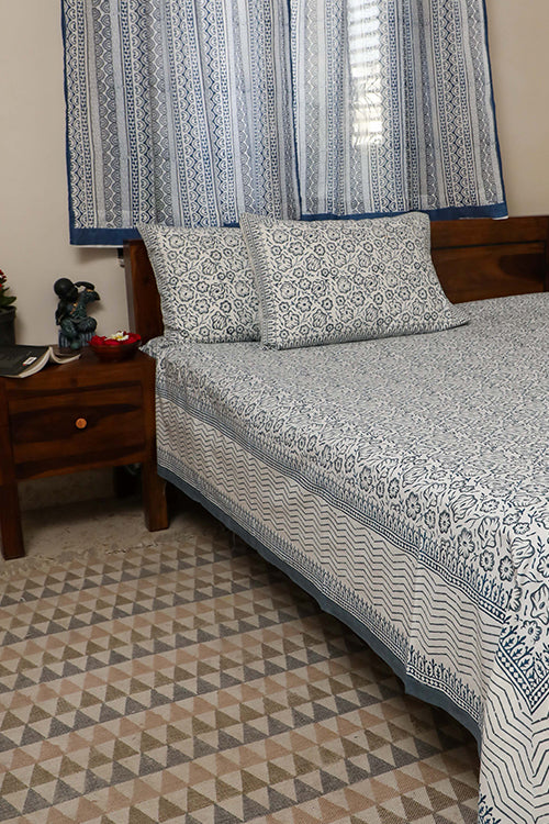 Sootisyahi 'Bed of Flowers' Handblock Printed Cotton Bedsheet