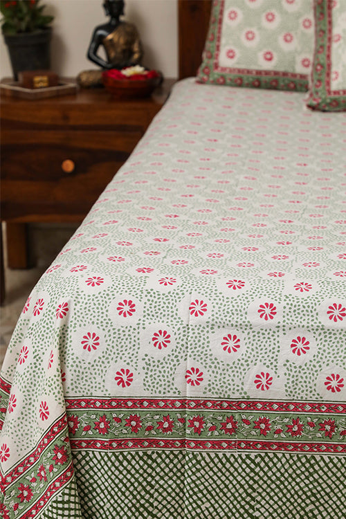 Sootisyahi 'Floral Dreams' Handblock Printed Cotton Bedsheet