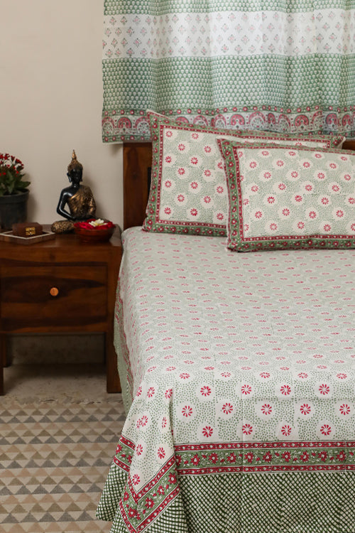 Sootisyahi 'Floral Dreams' Handblock Printed Cotton Bedsheet