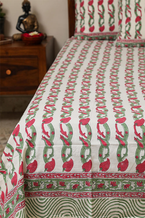 Sootisyahi 'Dream of Plums' Handblock Printed Cotton Bedsheet
