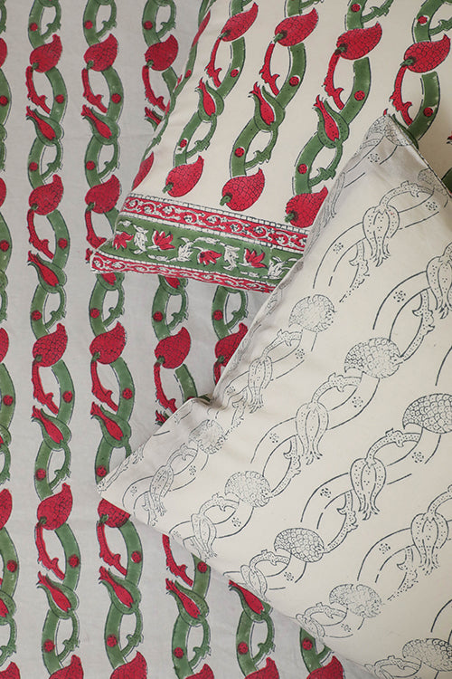 Sootisyahi 'Dream of Plums' Handblock Printed Cotton Bedsheet