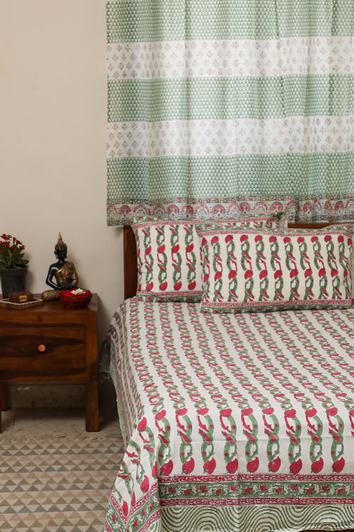 Sootisyahi 'Dream of Plums' Handblock Printed Cotton Bedsheet