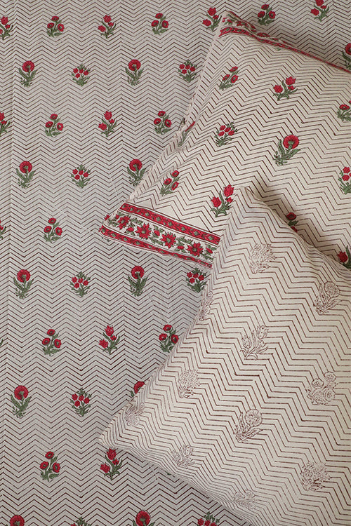 Sootisyahi 'Floral Bed' Handblock Printed Cotton Bedsheet