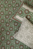 Sootisyahi 'Floral Mesh' Handblock Printed Cotton Bedsheet-8