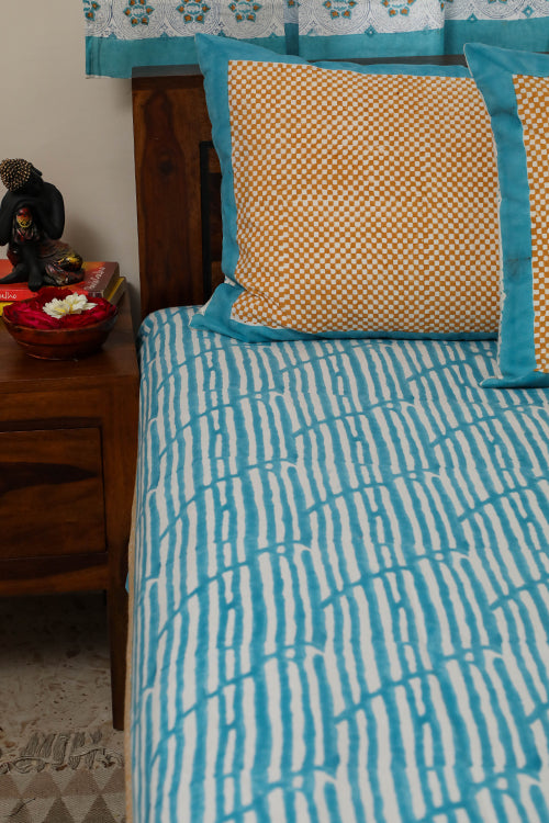 Sootisyahi 'Dream of Waves' Handblock Printed Cotton Bedsheet