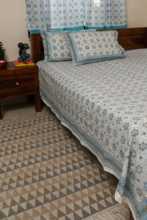 Sootisyahi 'Dreams of Star' Handblock Printed Cotton Bedsheet