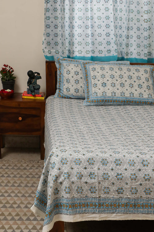 Sootisyahi 'Dreams of Star' Handblock Printed Cotton Bedsheet