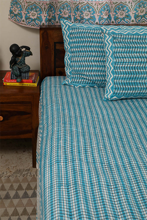 Sootisyahi 'Dreams of Wave' Handblock Printed Cotton Bedsheet