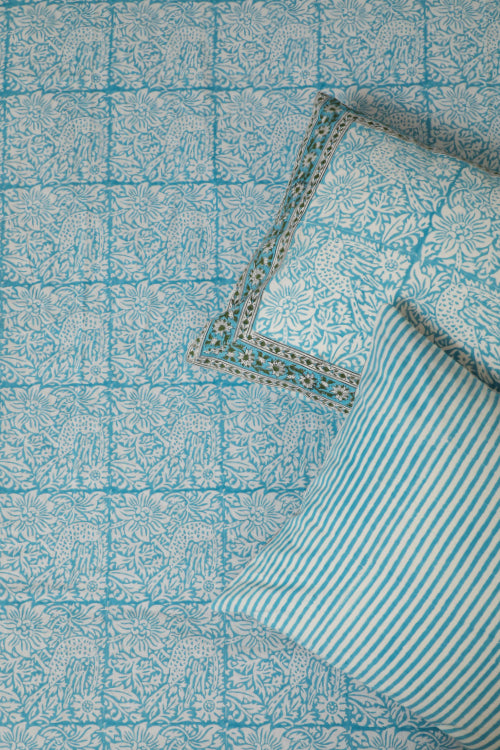 Sootisyahi 'Cuckoo in Forest'Handblock Printed Cotton Bedsheet
