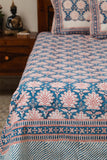 Sootisyahi 'Jal Kumud' Handblock Printed Cotton Bedsheet