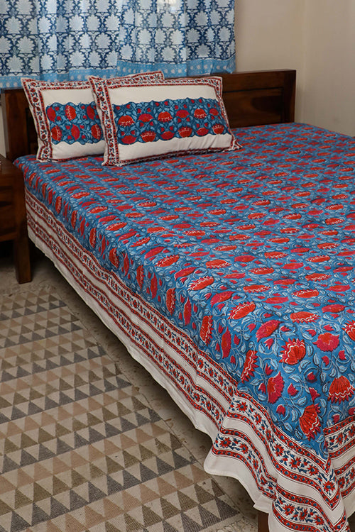 Sootisyahi 'Jal Kamal' Handblock Printed Cotton Bedsheet-10