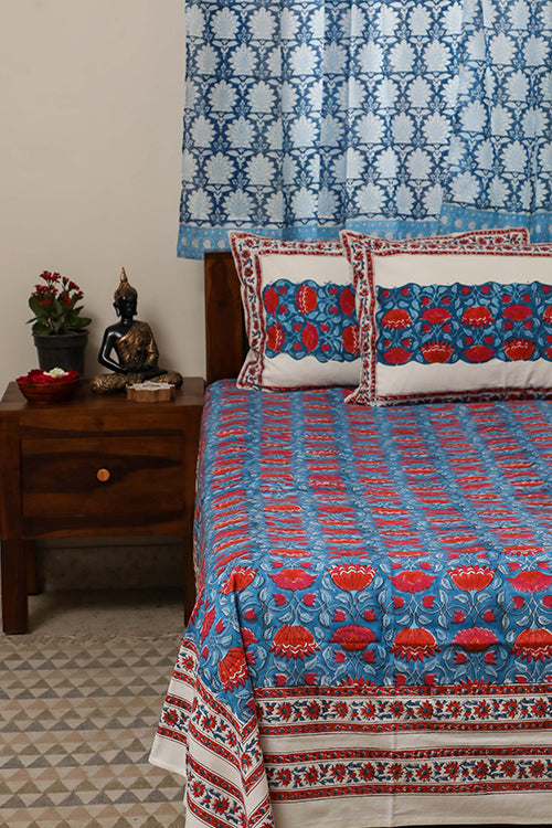 Sootisyahi 'Jal Kamal' Handblock Printed Cotton Bedsheet-10