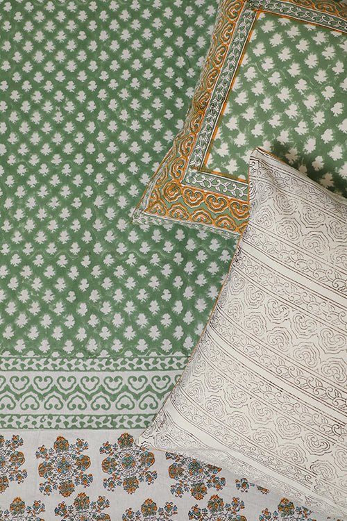Sootisyahi 'Valley of Flowers' Handblock Printed Cotton Bedsheet-13
