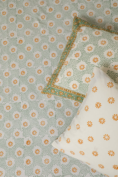 Sootisyahi 'Valley of Flowers' Handblock Printed Cotton Bedsheet-14