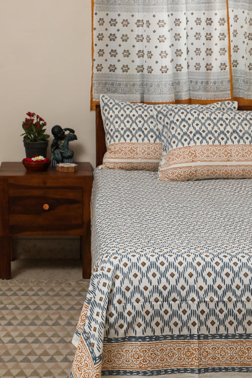 Sootisyahi 'Sparkling Starts' Handblock Printed Cotton Bedsheet