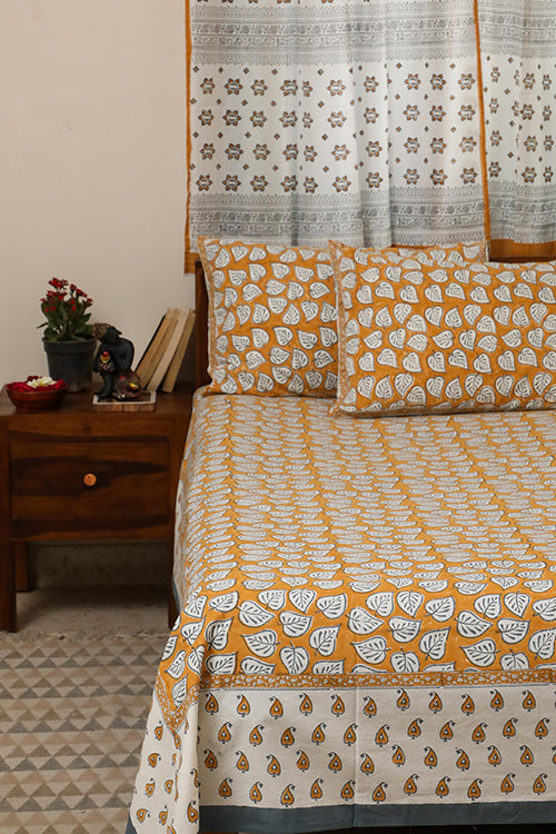Sootisyahi 'Autumn Fall' Handblock Printed Cotton Bedsheet