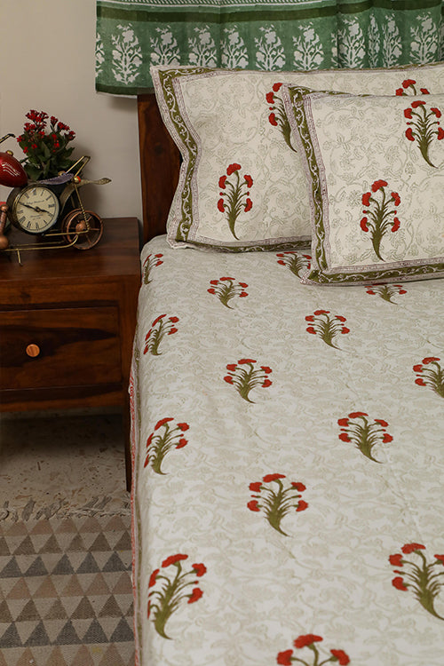 Sootisyahi 'Dream of Lily' Handblock Printed Cotton Bedsheet-20