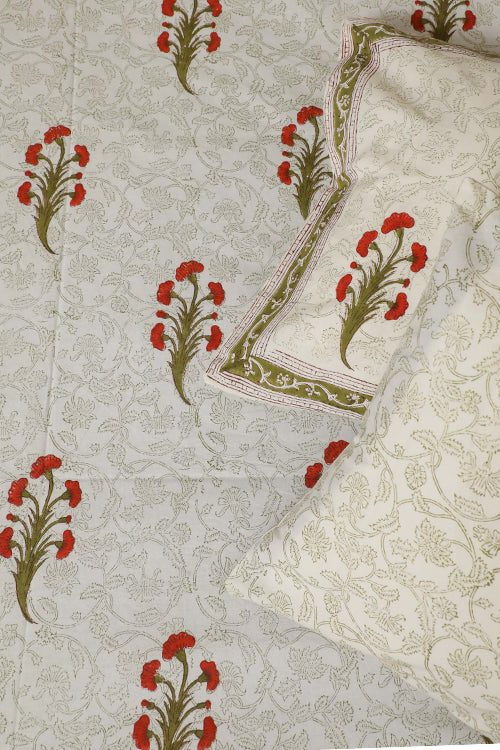 Sootisyahi 'Dream of Lily' Handblock Printed Cotton Bedsheet-20