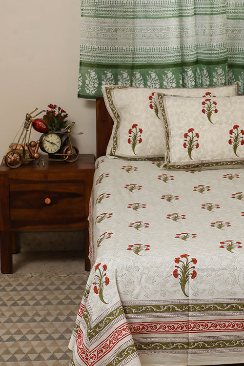 Sootisyahi 'Dream of Lily' Handblock Printed Cotton Bedsheet-20