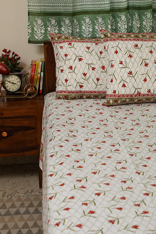 Sootisyahi 'Dream of Lily' Handblock Printed Cotton Bedsheet-21